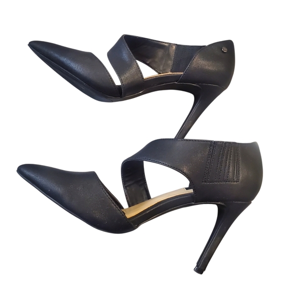 Jones New York Colette Heels Womens Size 6M Black Strappy Stiletto Slip On Pumps